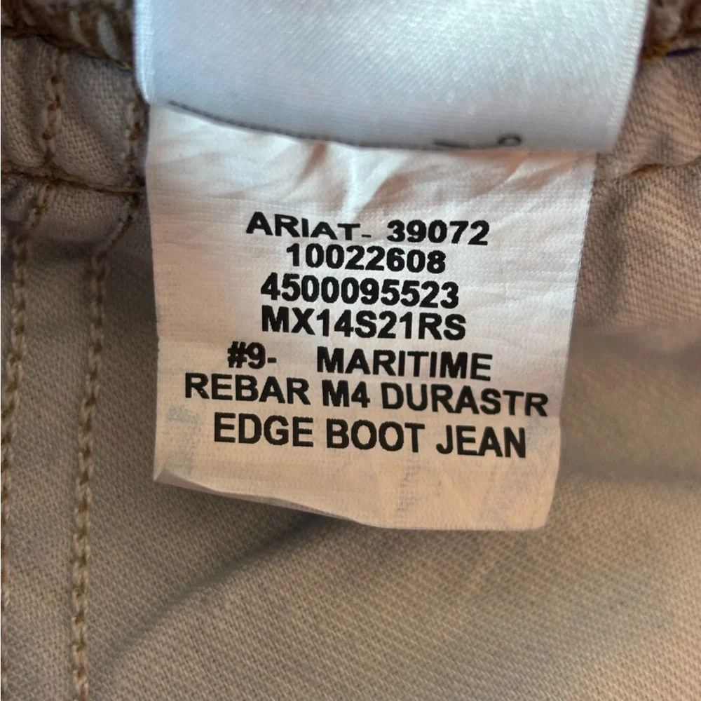 Ariat Maritime Jeans Rebar M4 Durastr Edge Relaxed Boot Cut Blue Jean Size 32x29